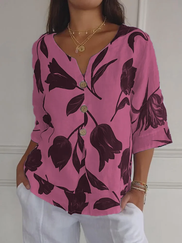 Lara | Floral V-Neck Blouse - Image 3