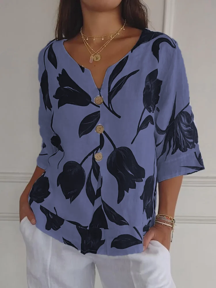 Lara | Floral V-Neck Blouse - Image 4