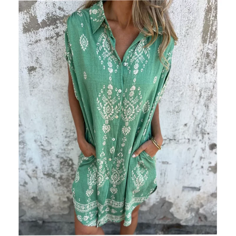 Lysette | Loose Fit Printed Pocket Dress - Image 8