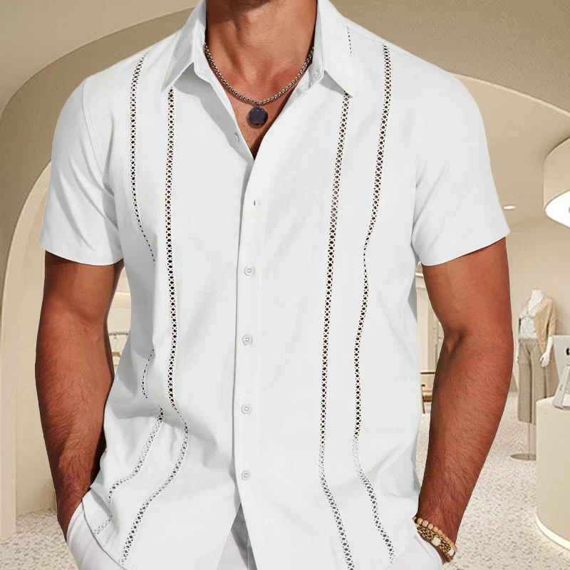 Magnus | Relaxed Fit Embroidered Guayabera Shirt - Image 3