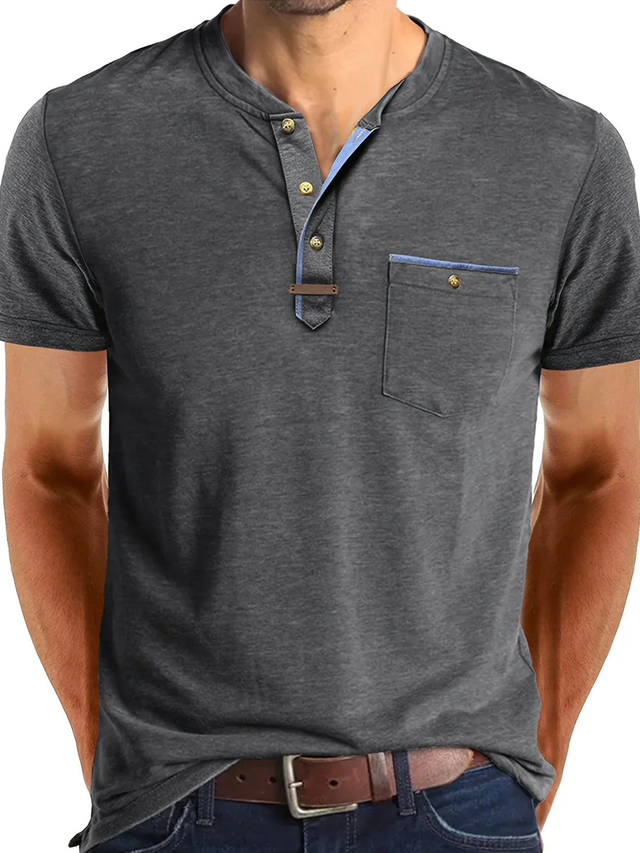 Slade | Classic Round Neck Pocket Shirt - Image 3