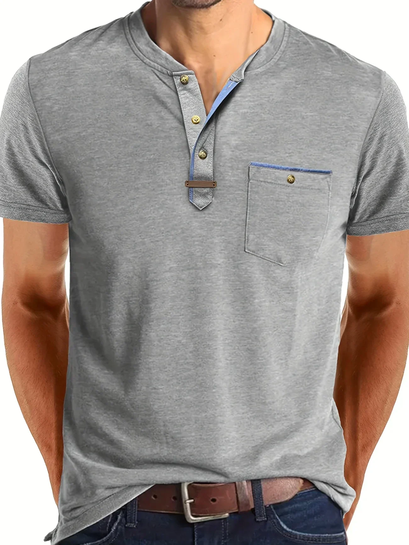 Slade | Classic Round Neck Pocket Shirt - Image 4