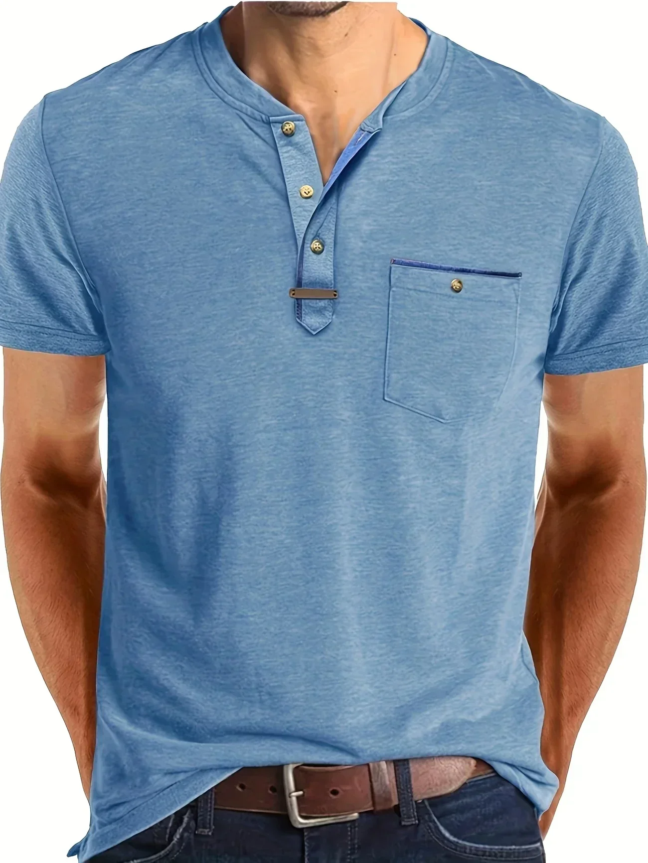 Slade | Classic Round Neck Pocket Shirt - Image 5