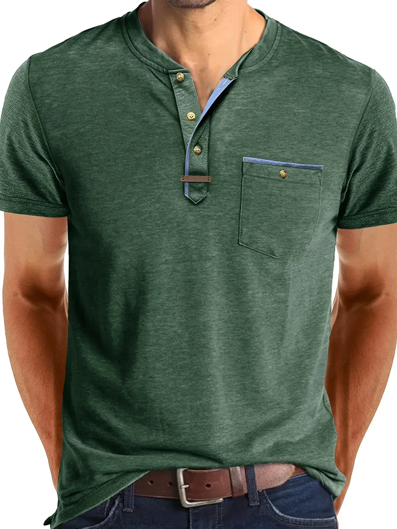 Slade | Classic Round Neck Pocket Shirt - Image 6
