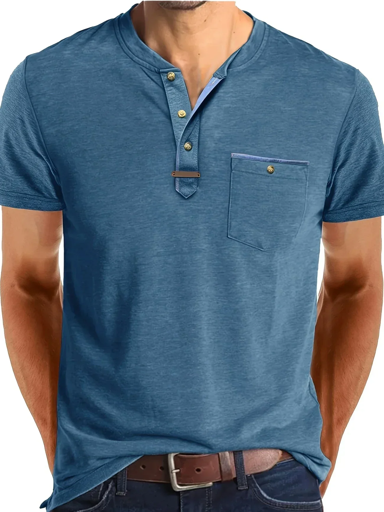 Slade | Classic Round Neck Pocket Shirt - Image 7