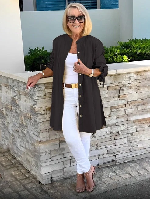 Venetia | Chic Tie-Sleeve Button Shirt - Image 11